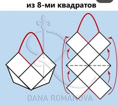 the instructions for how to make an origami bag with scissors and thread on it