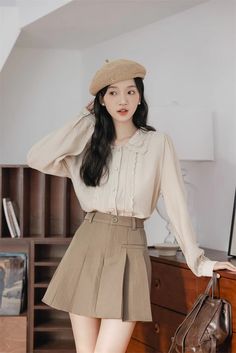 Button up shirt with a double scalloped collar, scallop trim placket details and long blouson sleeves. S: 15" across shoulders, 38.5" chest, 24.5" lengthM: 15.5" across shoulders, 40" chest, 24.5" lengthL: 16" across shoulders, 41.5" chest, 25" lengthXL: 16.5" across shoulders, 43" chest, 25" length Button-up Top With Lace Collar For Fall, Lace Collar Button-up Tops For Fall, Fall Button-up Tops With Lace Collar, Fall Lace Collar Button-up Tops, Long Sleeve Shirt With Lace Collar For Work, Casual Beige Blouse With Lace Collar, Beige Peter Pan Collar Blouse For Spring, Feminine Collared Shirt For Fall, Beige Long Sleeve Blouse With Button Closure