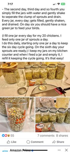 an image of some food in jars and on the table with it's instructions