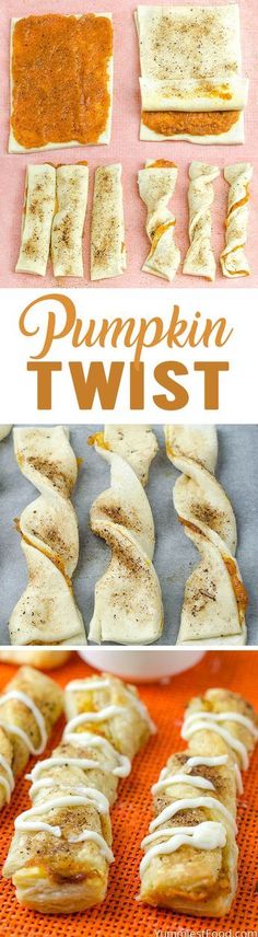 pumpkin twist cookies are on a baking sheet and ready to be baked in the oven