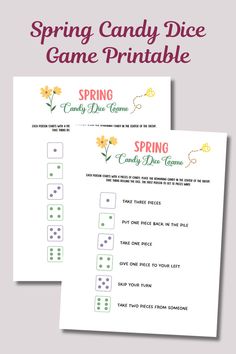 This Spring Candy Dice Game is a printable PDF and instant digital download! Ideal for parties, office events, or family gatherings. Suitable for all ages, it's perfect for adding fun to any occasion. Just download, print, and play! Candy Dice Game, Activity For Adults, Spring Candy, Large Group Games, Group Party