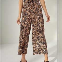 Brand New!! Super Cute Lightweight Pant - Sadly Too Small For Me Price Negotiable Chic Leopard Print Workwear Bottoms, High Waist Leopard Print Bottoms For Spring, Leopard Print High Waist Bottoms For Work, High Waist Leopard Print Bottoms For Work, High Waist Leopard Print Pants For Spring, Casual Leopard Print Pants For Work, Casual Leopard Print Workwear Pants, Workwear Wide Leg Leopard Print Bottoms, Leopard Print Wide Leg Bottoms For Work