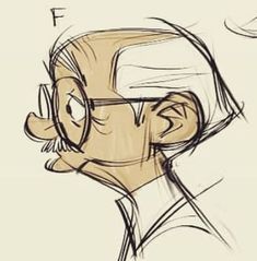 a drawing of a man's face with glasses on his head and the word f above it