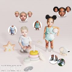 an image of babys and their toys on the ground with pictures of babies in them