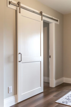 30 Awesome Barn Door Closet Ideas to Elevate Your Space Rolling Door Ideas, Barn Door In Bathroom, Barn Door Bedroom Closet, Door Closet Ideas, Closet Doors Ideas, Barn Door Bathroom, Bedroom Barn Door, House Bathroom Designs