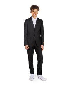 in stock Casual Tailored Black Suit, 8th Grade Graduation Outfit Ideas, All Black Suit, Suits And Sneakers, White Party Outfit, Black Tie Optional, Formal Suit, Prom Suits, Prom Outfits