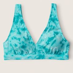 Brand New With Tags N Vs Package Victoria Secret Pink Loungin Cotton Plunge Bralette Sizes Colorblue Tie Dye Soft Stretchy Cotton Fabric Removable Padding Pull On Style Sports Bra Set, Printed Sports Bra, White Sports Bra, Pink Sports Bra, Sports Bra Sizing, Bra Women, Nike Sb, Sports Bras, Victoria Secret