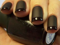 matte nails Black French Manicure, Matte Black Nails, Matte Nail Polish, Celebrity Nails, Valentine Nails, Black Nail Polish, Nice Nails, Nail Polish Trends, New Nail Art