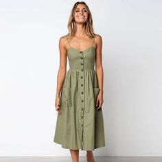 Vintage Army Green Summer Dress Price: 63.00 & FREE Shipping #dreamcatchertattoo #nativeamericans#bohovibes #gypsywitch #spiritualwarrior #meditationclass Floral Beach Dresses, Green Sundress, Cocktail Dresses With Sleeves, Green Summer Dresses, Women Summer Dress, Nature Dress, Vintage Boho Fashion, Boho Style Dresses