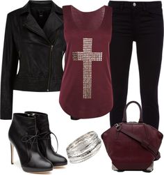 "Rocker Chic" by denise-schmeltzer on Polyvore Rocker Chic Style Summer, Classy Rocker Chic Style, Rocker Outfits, Rocker Fashion, Mode Country, Rocker Chic Style, Low Heel Boots, Rock Outfits