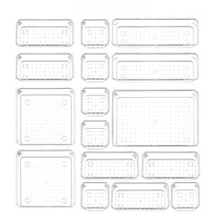 clear plastic food trays with holes and dividers on each side, set of 12