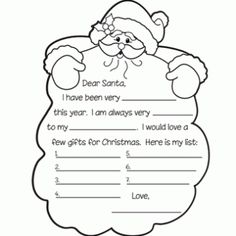 santa letter to santa coloring page for kids with christmas pictures on the front and back