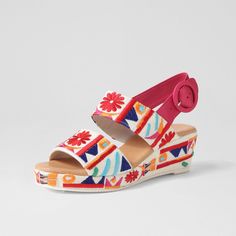 Introducing our stunning Multicolor Open Toe Embroidered Slingback Platform Sandals with Wedge. These vibrant sandals feature intricate embroidery, a comfortable wedge heel, and an adjustable slingback strap for the perfect fit. Perfect for any occasion! Color: Multicolor Material: Fabric Heel Type: Wedge heel Heel height: 2.1" / 53 mm approx Product measurements were taken using size 8. Please note that measurements may vary by size. Toe: Open toe With platform Multicolorembroidered design Handcrafted US sizing. Fits true to size. Cowboy Shoes, Dance Heels, Comfortable Wedges, Boots Square Toe, Heels Online, Suede Boots Knee High, Wedge Boots, White Fabric, Shoes Heels Boots