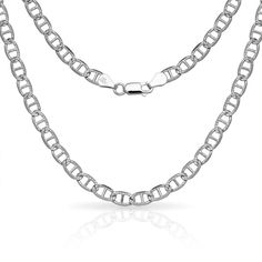 Accent your outfit with the bold tone of this Italian chain necklace. The pave curb design projects a strong masculine image, while the sterling silver metal ensures a handsome look and durability. The sturdy lobster-claw clasp offers easy operation and security for peace of mind. Italian Chain, Christmas Gifts For Girlfriend, Hot Jewelry, White Necklace, Sterling Silver Mens, Lariat Necklace, Silver Man, Natural Pearls, Men Necklace