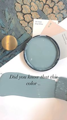 a table with some paint samples and a brush on top of it that says, did you know that this color?