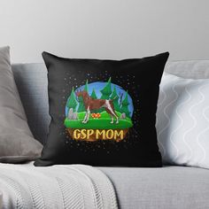 a dog that is sitting on top of a couch with the words ospmom