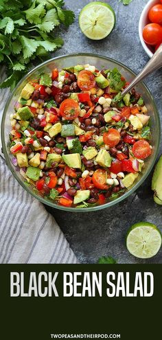 black bean salad with avocado, tomatoes and cilantro