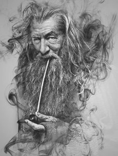 Gandalf Tattoo, Gotik Tattoo, Lord Of The Rings Tattoo, Hobbit Art, Gandalf The Grey, Middle Earth Art, 얼굴 드로잉, Tolkien Art, Lotr Art