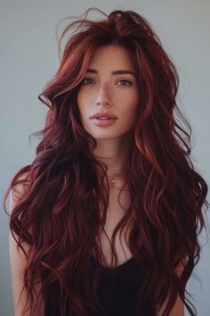 A woman with a gentle flow of natural auburn curls. Deep Vibrant Red Hair, Cinnamon Hair Highlights, Brunette To Auburn, Pale Skin Green Eyes Hair Color, Summer Hair Color 2024, Pretty Haircolors, Best Hair Color For Brown Eyes, Red Hair Hazel Eyes, Summer Red Hair Color