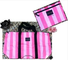 1 VS HOT PINK WEEKEND PACKABLE TOTE    100% ORIGINAL VICTORIA SECRET PRODUCTS OF USA! Up for Bid are:  1 BRAND NEW VICTORIA'S SECRET GETAWAY WEEKEND BAG/TOTE YOU CAN CHOOSE FROM:   HOT PINK STRIPE PACKABLE WEEKEND TOTE 2015 ~25"L x 7" W x 15" H LIGHTWEIGHT & PACKABLE!GRAB IT,PACK IT & GO!  (RETAIL PRICE:$50)    Come visit & add our ebay store MUBOUTIQUE as your favorite seller or subscribe for our mailing list to catch the latest  deal/sale/coupons & new product listings ok! THaNKs for LoOKiNG & Cheap Victoria's Secret Travel Wallets, Cheap Victoria's Secret Shoulder Bag With Zipper, Victoria Secret Products, Black Cosmetics, Victoria Secret Makeup, Weekender Tote Bag, Girly Accessories, Weekender Tote, Pink Stripes