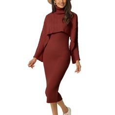 Fashion Style: sweater dress set, 2 piece dress sets for women, turtleneck cropped sweater, tank bodycon midi dress, knee length, slim fit, open long sleeve with button Occasions: Suitable for winter, fall, casual, club, date, vacation, cocktail, party, holiday, homecoming, prom, wedding guest, Christmas, New Years, Thanksgiving, birthday gift and so on Bodycon tank dress with above knee length perfectly matches with short boots to elongate your silhouette. Measurement (in inches) International Luau Party Outfit, Style Sweater Dress, Button Maxi Dress, Women Turtleneck, Linen Sundress, Bodycon Tank Dress, Two Piece Outfits, Pencil Skirt Outfits, Turtleneck Sweaters