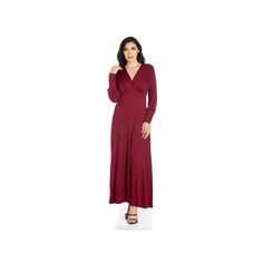 Designed with a flared skirt and empire waist, this figure-flattering juniors' maxi dress from 24seven Comfort Apparel delivers an elegant look you can't resist. Designed with a flared skirt and empire waist, this figure-flattering women's maxi dress from 24seven Comfort Apparel delivers an elegant look you can't resist. V-neck Long sleeves No pockets Empire waist Unlined Jersey construction PulloverFIT & SIZING Maxi silhouette 54.5-in. approximate lengthFABRIC & CARE Rayon, spandex Machine wash Elegant Flowy Full-length Maxi Dress, Fitted Empire Waist Maxi Dress For Fall, V-neck Fit And Flare Maxi Dress For Party, V-neck Maxi Length Dress, Flowy A-line Maxi Dress Formal, Formal Flowy A-line Maxi Dress, Formal V-neck Maxi Dress For Fall, Chic Red V-neck Maxi Dress, Chic Red Maxi V-neck Dress