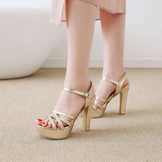 Gender: For Women Style: Fashion,KoreanOccasion: Casual,Party/Club,Office/CareerHeel Height: 11.5cmPlatform Height: 3cmSeason: Spring,Summer,Fall/Autumn,WinterPackage Contents: 1 x Shoes (Pair)Size Guide:28 = foot length 18.5-19cm (Foot width=6.5-7cm)29 = foot length 19-19.5cm (Foot width=7cm)30 = foot length 19.5-20cm (Foot width=7-7.5cm)31 = foot length 20-20.5cm (Foot width=7.5cm)32 = foot length 20.5-21cm (Foot width=7.5-8cm)33 = foot length 21-21.5cm (Foot width=8cm)34 = foot length 21.5-22 Gold High Heel Block Heels With Platform, Gold High Heels With Chunky Platform, Gold High Heel Chunky Platform Heels, Gold Chunky Platform High Heels, Gold Heels With Chunky Platform And Round Toe, Gold Synthetic High Heel Block Heels, Gold Chunky Platform Heels With Round Toe, Gold Chunky High Heel Platform Shoes, Gold Chunky Platform Heels For Party