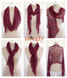 four pictures of different types of scarves