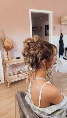 "Get Ready to Slay with 28 Irresistible Curly Hair Styles! Unlock the Secrets to Effortless Elegance. Click Now. Bun With Curls, Cute Prom Hairstyles, High Bun Hairstyles, Curly Bun Hairstyles, Prom Hair Updo