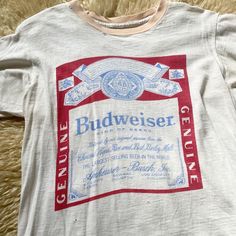 "It pains me to part with this perfectly aged, rare Budweiser tee from my personal collection. But it's time to pass it on. Paper thin,  little imperfections that make it even more amazing . No stains.  18\" ptp 22\" length" Vintage Gunne Sax Dress, Vintage Budweiser, Sax Dress, Budweiser Beer, Gunne Sax Dress, Peplum Styles, Gunne Sax, Prairie Dress, Vintage Tees