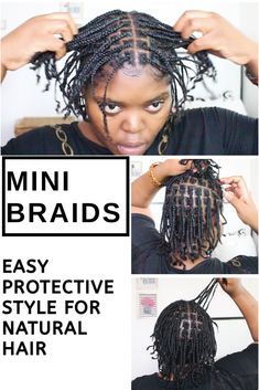 Braiding Natural Hair Protective Styles, Natural Braided Hairstyles Without Weave For Women, Mini Braids On Relaxed Hair, Natural Hair Braids Short, Short Mini Braids Natural Hair, Mini Braids Natural Hair Short 4c, Braids Without Extensions Natural Hair, Natural Braided Hairstyles Without Weave For Short Hair, Box Braids Without Extensions