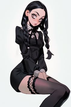 Goth Art Drawing, Iconic Movie Characters, Modele Fitness, Anime Maid, Vampire Girls, Punk Girl, Goth Art, Gothic Girls