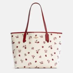 Coach Ladybug Floral Tote And Wallet Set New With Tags Msrp $578 Knot Purse, Ladybug Purse, Coach City Tote, Chloe Bags Handbags, My Style Bags, Coach Tote Bags, Leather Tote Purse, Teal Leather, Bags Leather Handbags