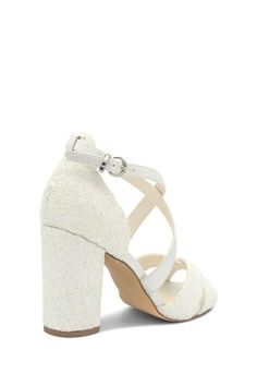 The Carina sandals from Paradox London are made in a chunky glitter which will add some dazzling sparkle to your special occasion. The cross straps will help keep you secure and the block heel will help stability. Platform Bridal Shoes, Wide Fit Wedding Shoes, Wedding Shoes Platform, Heels Block, Wide Fit Sandals, White Wedding Shoes, Wedding Flats, Heels Platform, Platform Block Heels