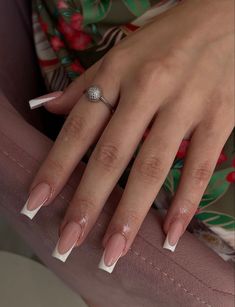 French Tip With Sparkle Line, Uñas Old Money Aesthetic, Birthday Nails Classy, Elegant Prom Nails, Trendy Nails Nude, Simple Nails White, French Nails Coffin, Square French Tips, Elegant Nails French