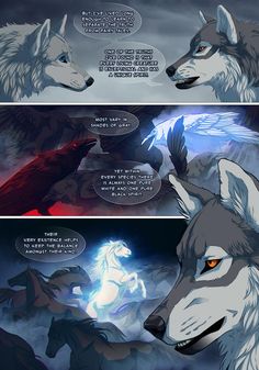 the comic panel shows two wolfs facing each other