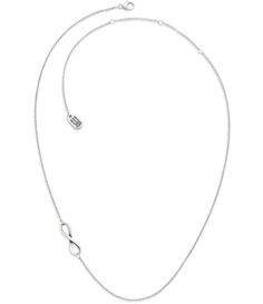 From James Avery, this necklace features: The asymmetric placement of this traditional symbol of infinite love gives this graceful necklace a contemporary look.Sterling silverlobster claw closuresmall approx. 15" - 17"large approx. 18" - 20"Made in the USA. Formal Infinity Necklace With Adjustable Chain, Modern Infinity Jewelry With Adjustable Chain, James Avery Necklaces, James Avery Necklace Ideas, Engraved Sterling Silver Infinity Necklace, Modern Sterling Silver Infinity Necklace, Infinity Sterling Silver Engraved Necklace, James Avery Rose Necklace, James Avery Necklace