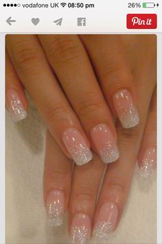 glitter nails x French Sns Nails Glitter, Glitter Tip Nails Ombre, Nails French Tip With Design, Bling Wedding Nails, French Tip With Design, Vintage Wedding Nails, Red Wedding Nails, Simple Wedding Nails, Nail Designs Bling