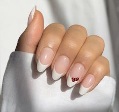 Hello Kitty Nail Ideas Simple, Hello Kitty Nail Inspo Simple, Cinnamoroll Nails Simple, Hello Kitty Nails Easy, Easy Hello Kitty Nails, Sanrio Nails Simple, Short Sanrio Nails, Sanrio Nail Designs, French Tip Hello Kitty Nails