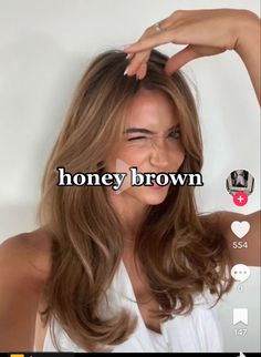 Honey Brown Hair Wavy, Carmel Balayage With Layers, Sunny Brown Hair, Honey Brown Hair Pale Skin, Honey Almond Hair Color, Medium Honey Brown Hair, Honey Blonde Babylights On Brown Hair, Carmel Honey Hair, California Brown Hair