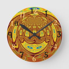 a clock with an abstract design on the face