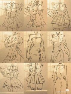 some sketches of different types of clothes