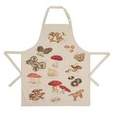 an apron with mushrooms on it