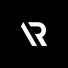 black and white logo with the letter r