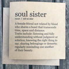 a piece of paper that has some type of poem on it with the words soul sister