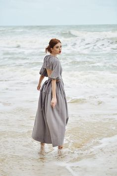 Open Back Linen Sundress Linen Summer Maxi Dress Backless | Etsy Gray Midi Length Beach Dress, Gray Midi Length Dress For The Beach, Gray Midi Length Dress For Beach, Gray Midi Dress For Beach, Gray Short Sleeve Beach Dress, Gray Short Sleeve Dress For Beach, Gray Midi-length Summer Dresses, Gray Cotton Summer Dress, Gray Cotton Maxi Dress For Summer