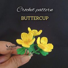 Mini  Buttercup Pattern Crochet  flower Pattern is available for download immediately after purchase. PDF instant download, this listing is not the finished product, please contact me if you have any question. The pattern is written in English, the instructions are detailed and easy to follow, includes diagrams, the instructions in US Standard Terms and photos guides to make flowers and leaves. Perfect for any dollhouse or tiny, miniature collection or hanging bag, hat, jacket... Finished size: Crochet Buttercup Flower, Crochet Mini Bouquet, Brooch Pattern, Etsy Patterns, Plant Crochet, Crochet Flower Pattern, Buttercup Flower, Make Flowers, Mini Bouquet