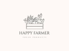 the logo for happy farmer fresh products, which is designed to look like a basket full of vegetables