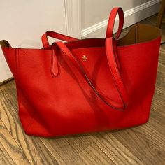 Tory Burch Red Leather Bag Super Soft Tote Has Bag Inside. See Pics. Excellent Condition Red Leather Bag, Tory Burch Bag, Womens Tote Bags, Red Leather, Tory Burch, Leather Bag, Conditioner, Red, Women Shopping