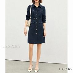 Lasaky - Luxurious Wrap-Style Dresses with Sleeves Fitted Fall Midi Dress With Pockets, Mini Dresses With Pockets For Fall, Fall Mini Dresses With Pockets, A-line Belted Dress For Fall, Fall Knee-length Mini Dress With Pockets, Fitted Belted Dress With Pockets, Belted Dresses For Office In Winter, Belted Office Dresses For Winter, Belted Winter Office Dresses